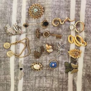 Gold Plated, Silver,  Brooch Collection